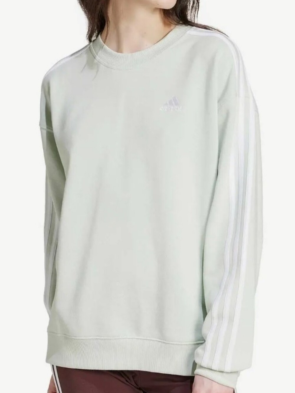 Adidas Essentials 3-Stripes Crewneck Sweatshirt - Light Mint